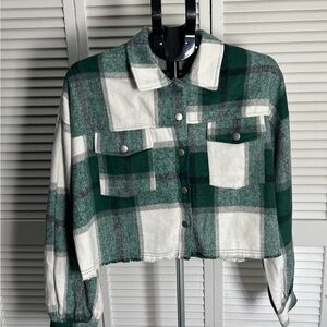 HYFVE Green and White Plaid Utility Jacket